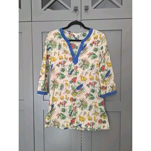 J. Crew Tunic Top Hawaiian Islands Resortwear Beach Vacation Cover-up Size Small